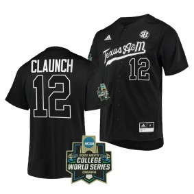 2022 College World Series Texas A&M Aggies Troy Claunch #12 Black Baseball Jersey Men
