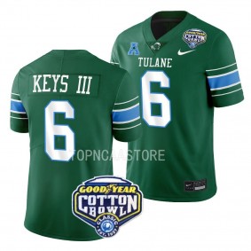 2023 Cotton Bowl Lawrence Keys III Tulane Green Wave #6 Green College Football Playoff Jersey Men's