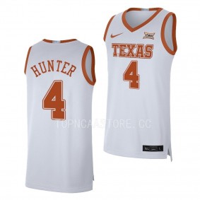 Texas Longhorns Tyrese Hunter White #4 Jersey 2022-23 Limited Basketball
