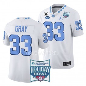 Cedric Gray UNC Tar Heels White 2022 Holiday Bowl Limited Football Jersey