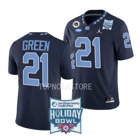 Elijah Green UNC Tar Heels 2022 Holiday Bowl Navy Alternate Football Jersey