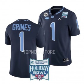 Tony Grimes UNC Tar Heels 2022 Holiday Bowl Navy Alternate Football Jersey