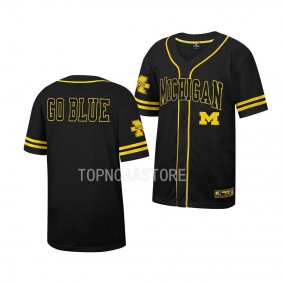 Michigan Wolverines Free Spirited Black Button-Up Baseball Mesh Jersey Unisex