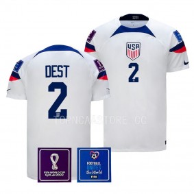 USMNT #2 Sergino Dest FIFA World Cup 2022 White Kit Jersey