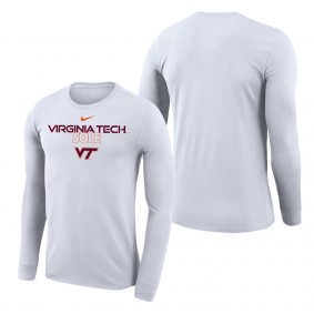 Virginia Tech Hokies On Court Bench Long Sleeve T-Shirt White