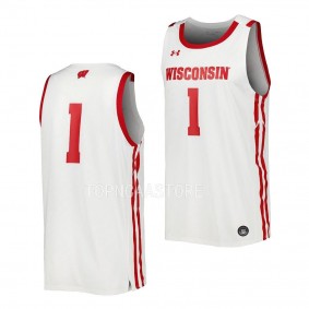 Wisconsin Badgers Replica Basketball #1 White Jersey
