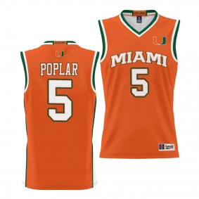 Miami Hurricanes Wooga Poplar Orange #5 NIL Basketball Jersey Lightweight Unisex