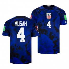 USA Soccer #4 Yunus Musah 2022 FIFA World Cup Blue Away Jersey