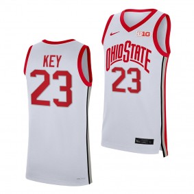 Zed Key Ohio State Buckeyes #23 White College Basketball Jersey 2022-23